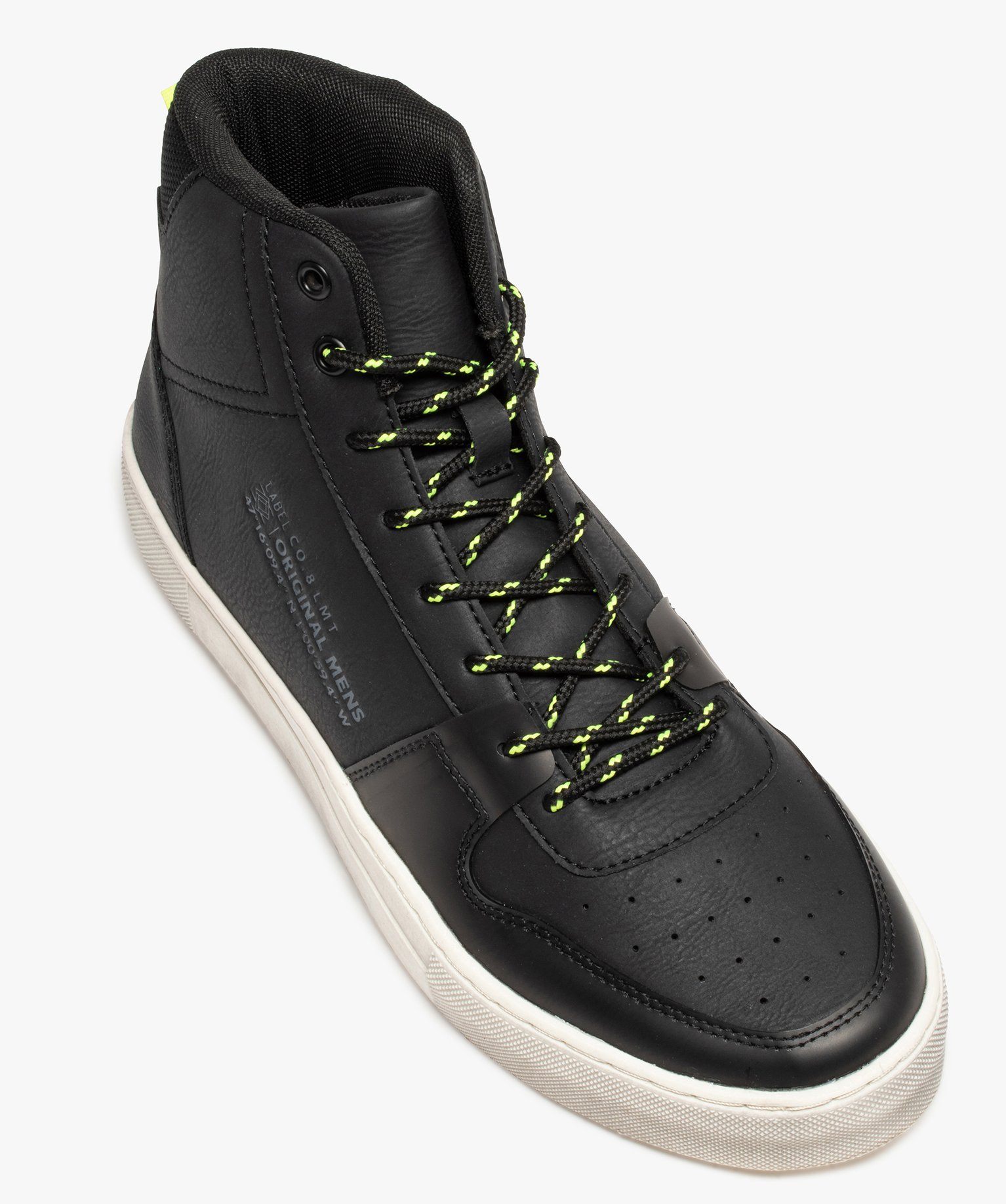 Baskets homme unies semi-montantes à lacets noir | GEMO