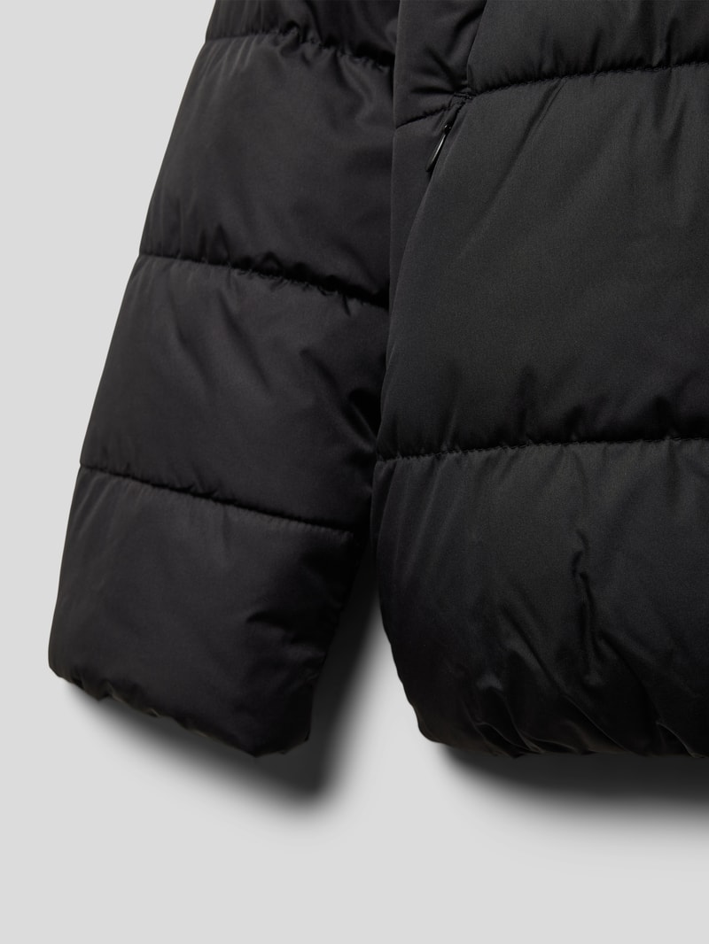 Steppjacke mit Kapuze mit Statement-Print in schwarz