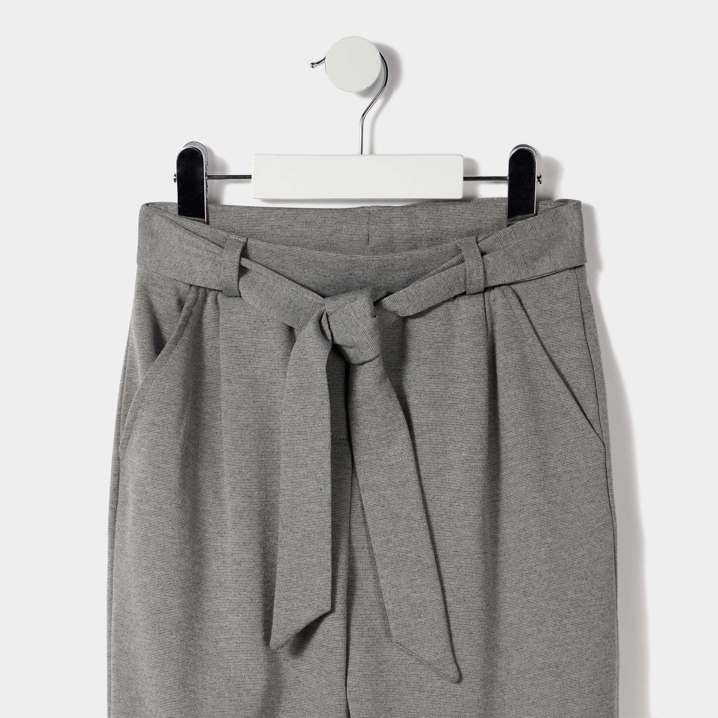 Pantalon jambe large avec ceinture gris foncé fille | La Halle