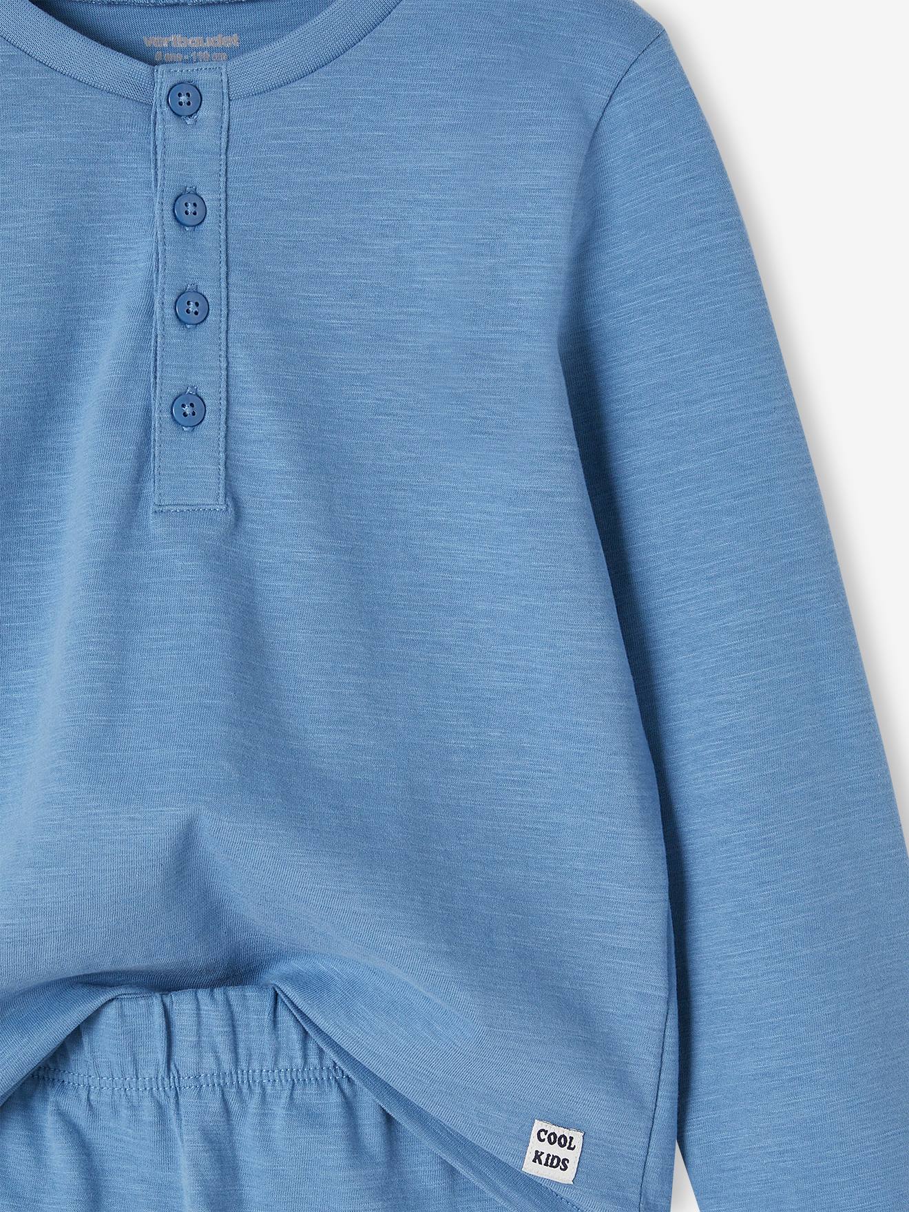 Vertbaudet Jungen Schlafanzug aus Slub-Jersey Oeko-Tex - jeansblau