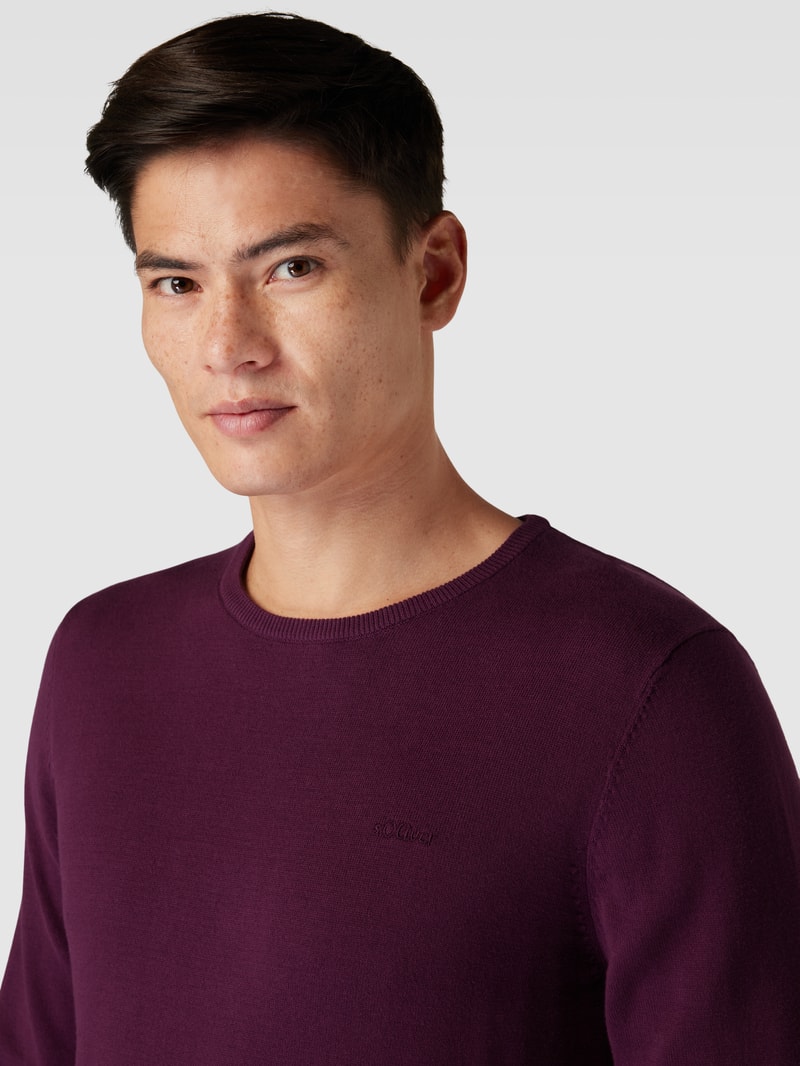 Strickpullover mit Label-Stitching Modell 'BASIC' in lila