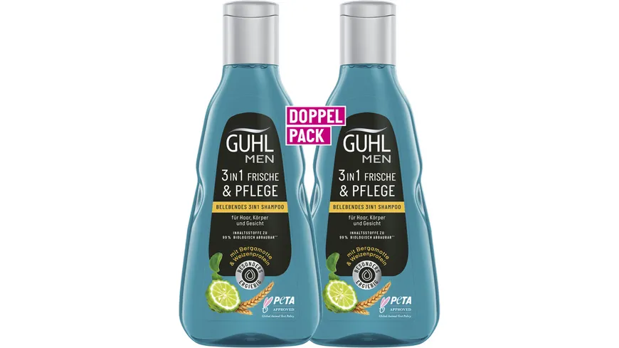 GUHL MEN 3 in 1 Frische & Pflege belebendes 3 in 1 Shampoo 500 ml