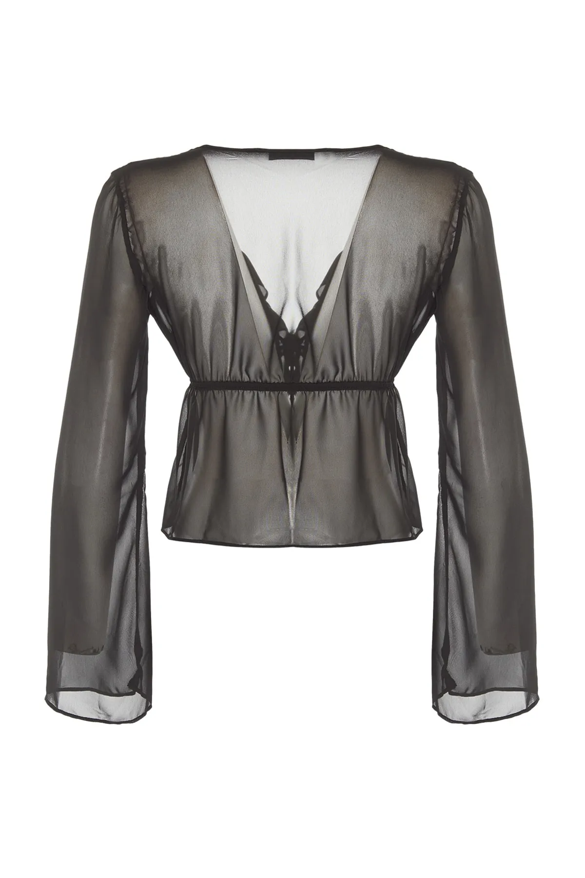 Trendyol Collection  Schwarze, gebundene, ungefütterte Chiffonbluse TPRAW23BZ00070