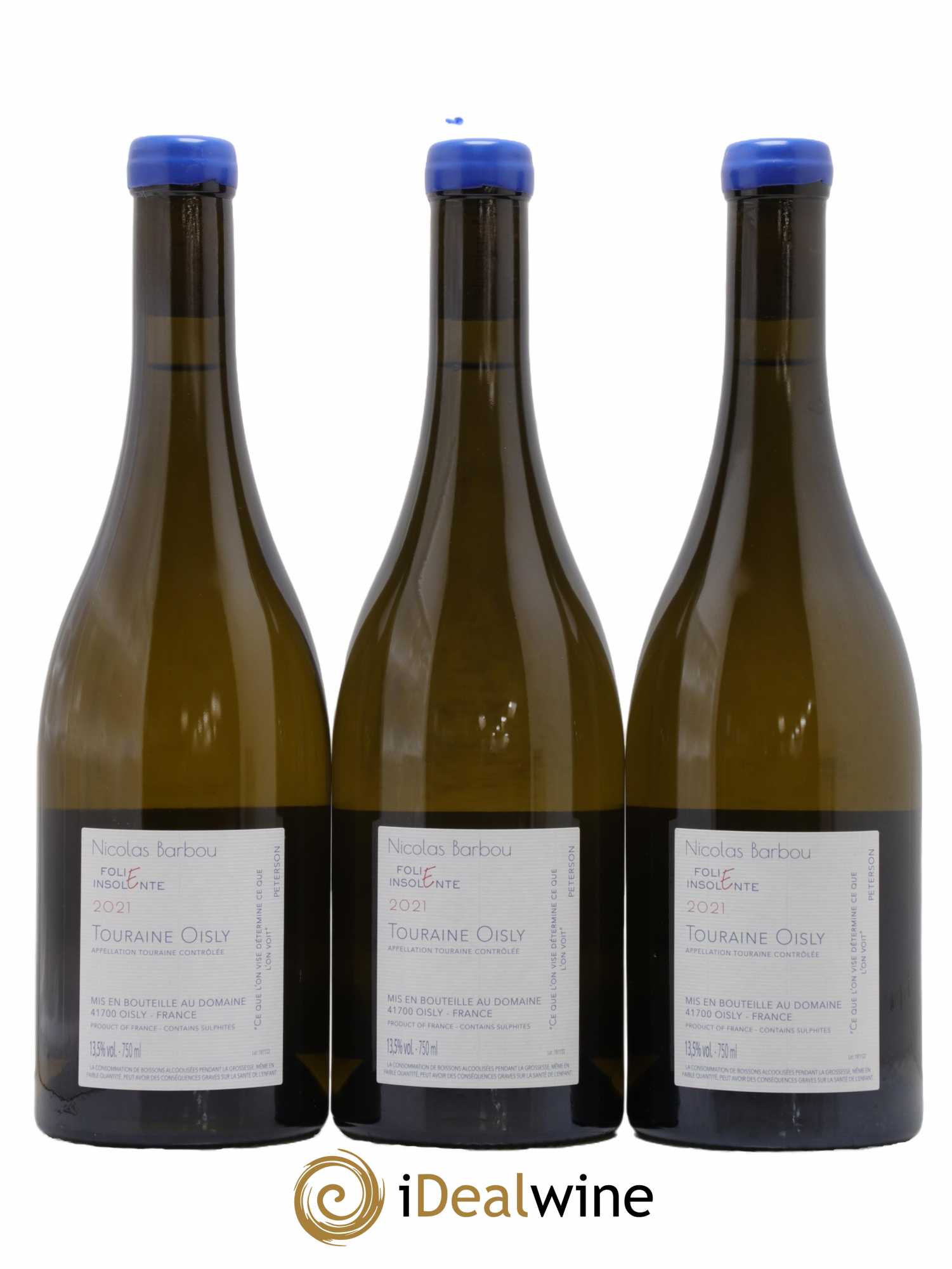 Touraine-Oisly Folie Insolente Nicolas Barbou  2021 - Lot de 3 Bouteilles
