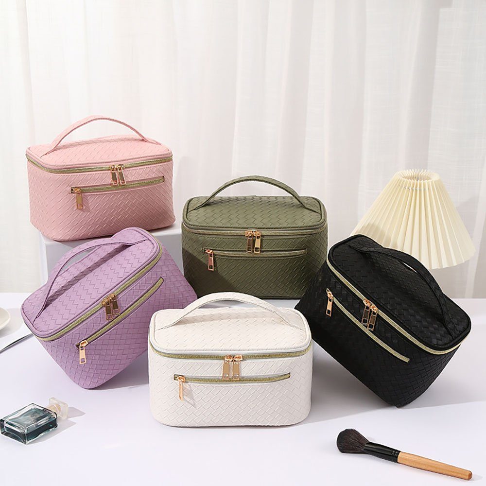 Deliana.makeup Kosmetiktasche Geflochtene Kosmetiktasche mit großem Fassungsvermögen, Erstklassiges Gefühl, moderne Schlichtheit