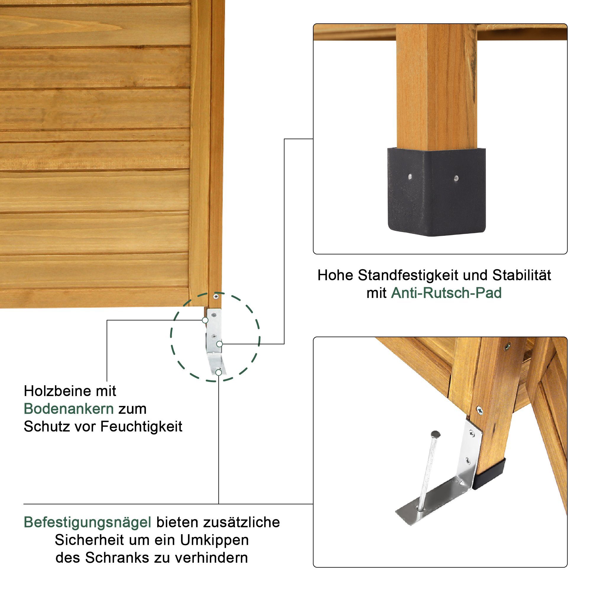 MCombo Gartenbox MCombo Gartenschrank Geräteschuppen Werkzeugschrank 0690/0870/1280, Outdoor-Schrank Gartenbox, aus Holz