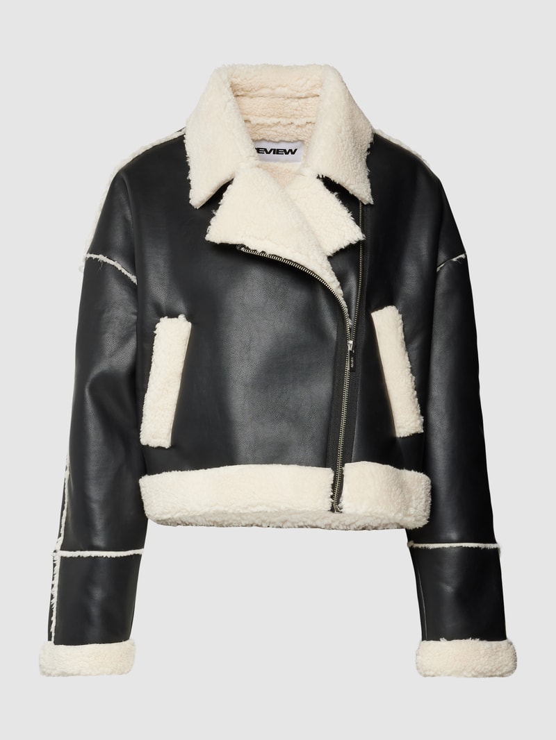 Bikerjacke mit Teddyfutter in camel