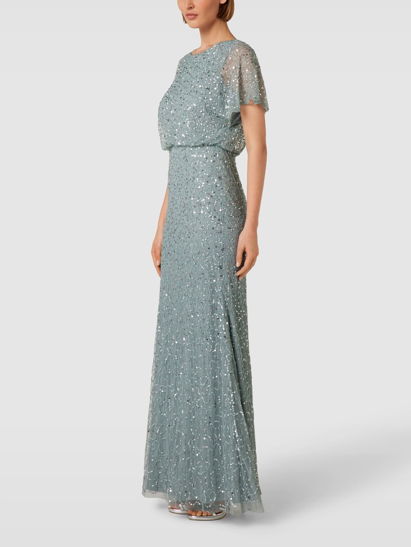 Abendkleid mit Paillettenbesatz in schilf