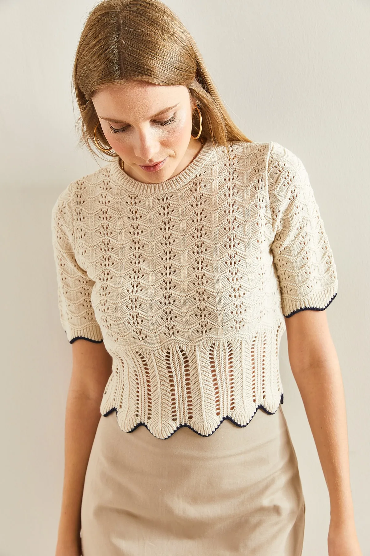 Bianco Lucci  Gemusterte Strickbluse für Damen