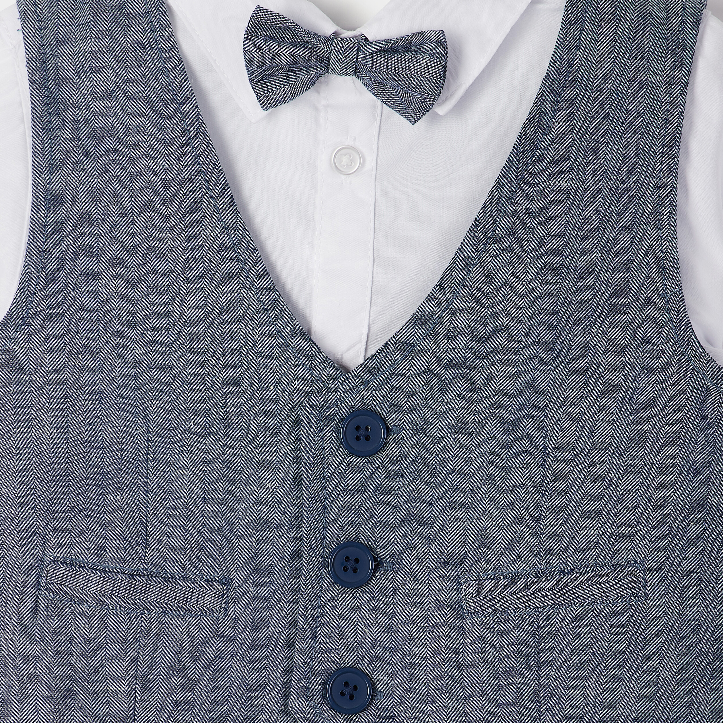 Ensemble 3 pièces chemise gilet bermuda bleu bébé garçon | La Halle