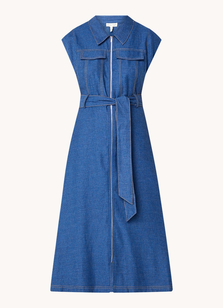 Φόρεμα μίντι Luiza Chambray με ζώνη και δέσιμο Phase Eight
