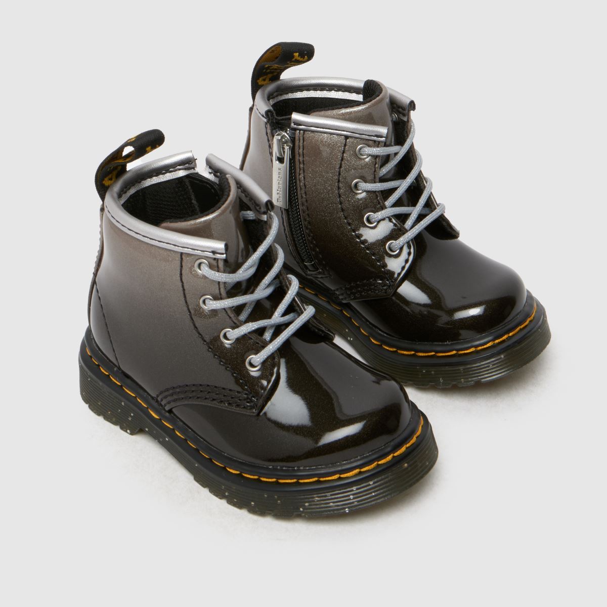 Dr. Martens fekete és ezüst 1460 csillámos lányka kisgyermek csizma