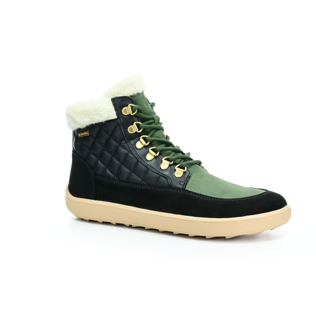 Be Lenka Olivia Black & Dark Green grüne Winterbarfußschuhe