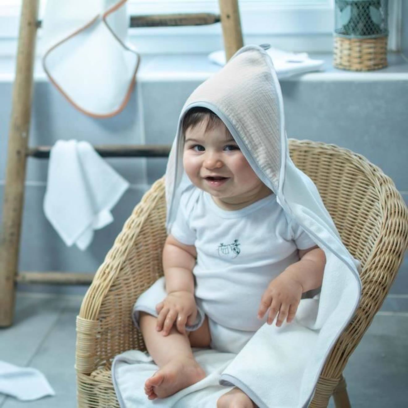 Cape de bain en gaze de coton, Jeanne Beige TU beige