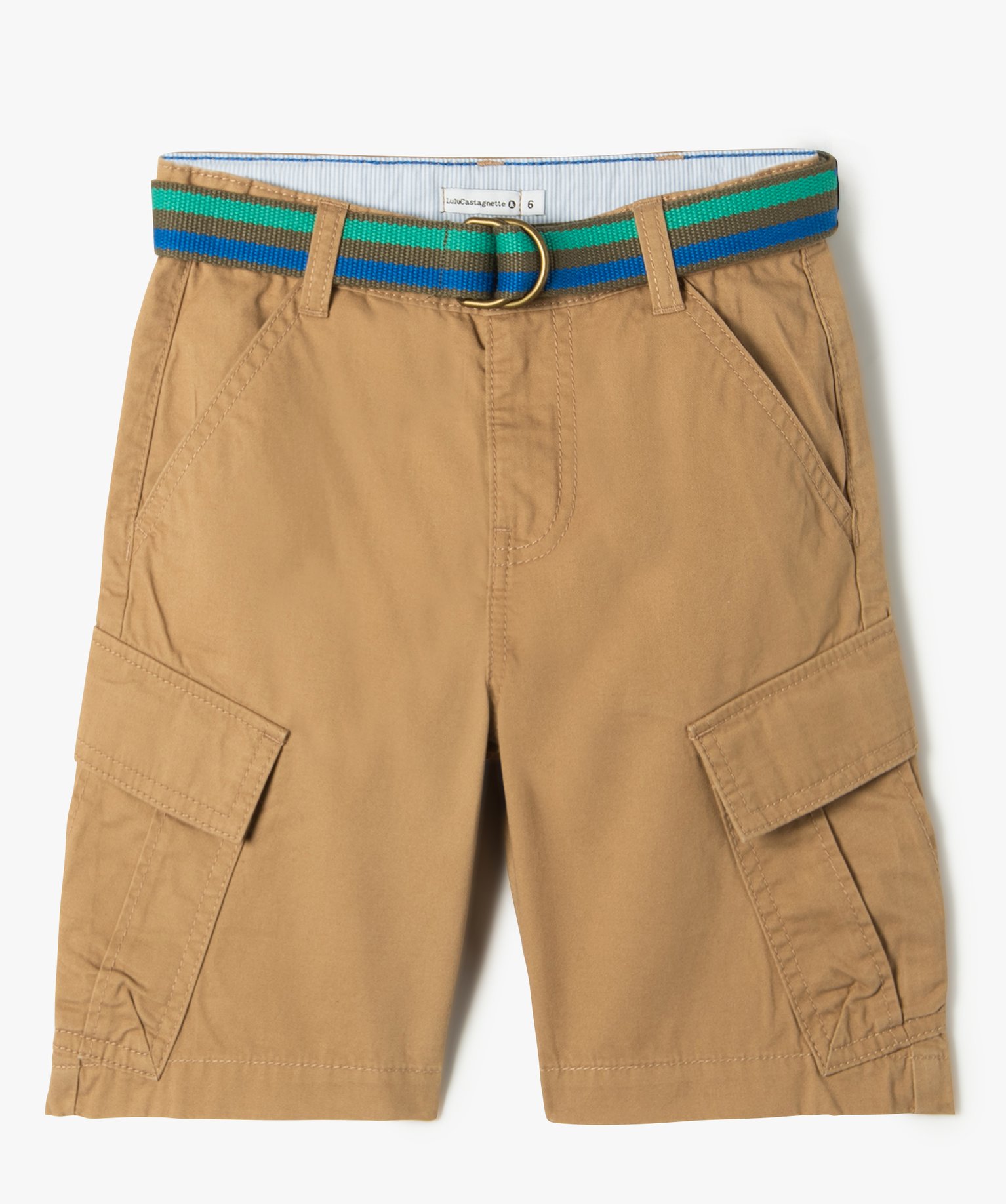 Bermuda Garçon en toile avec poches à rabat et ceinture - ... beige | GEMO