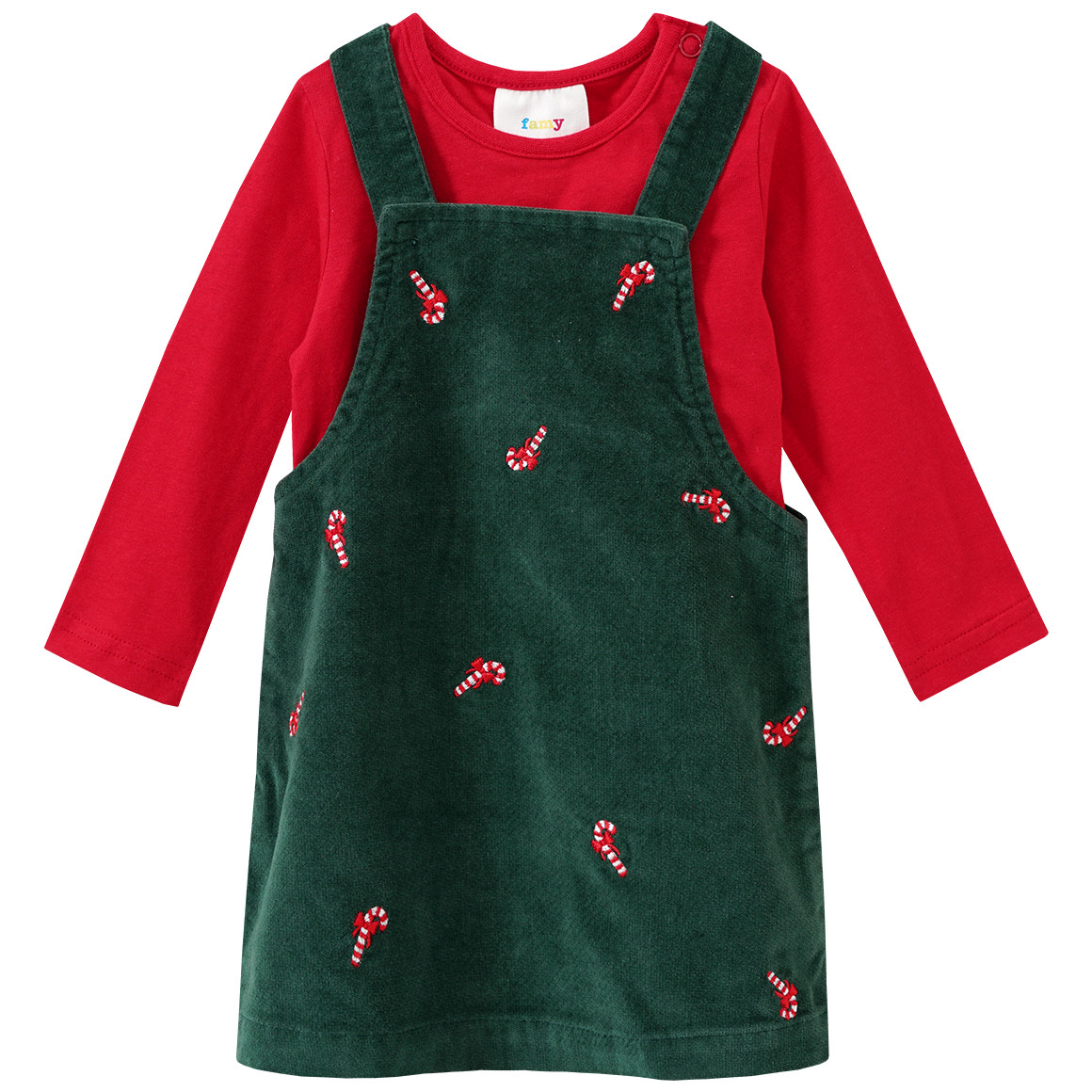 Baby Weihnachtskleid und Langarmshirt im Set dunkelgrün / rot