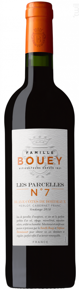 Les Parcelles N°7 Famille Bouey Vin Rouge●Blaye Côtes de Bordeaux 2018 75cl