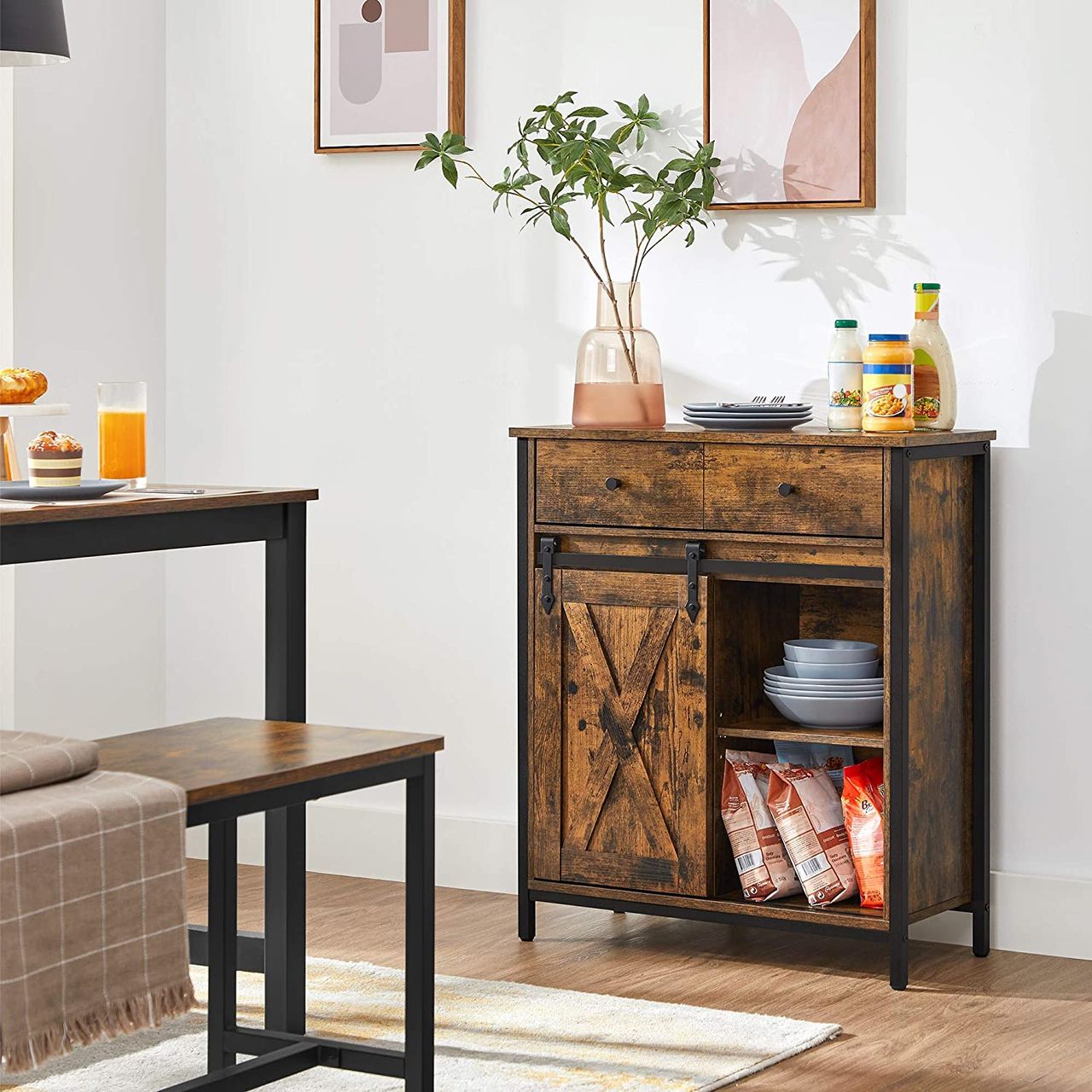 Vasagle Lagerschrank, 70x30x80cm, Schwarz