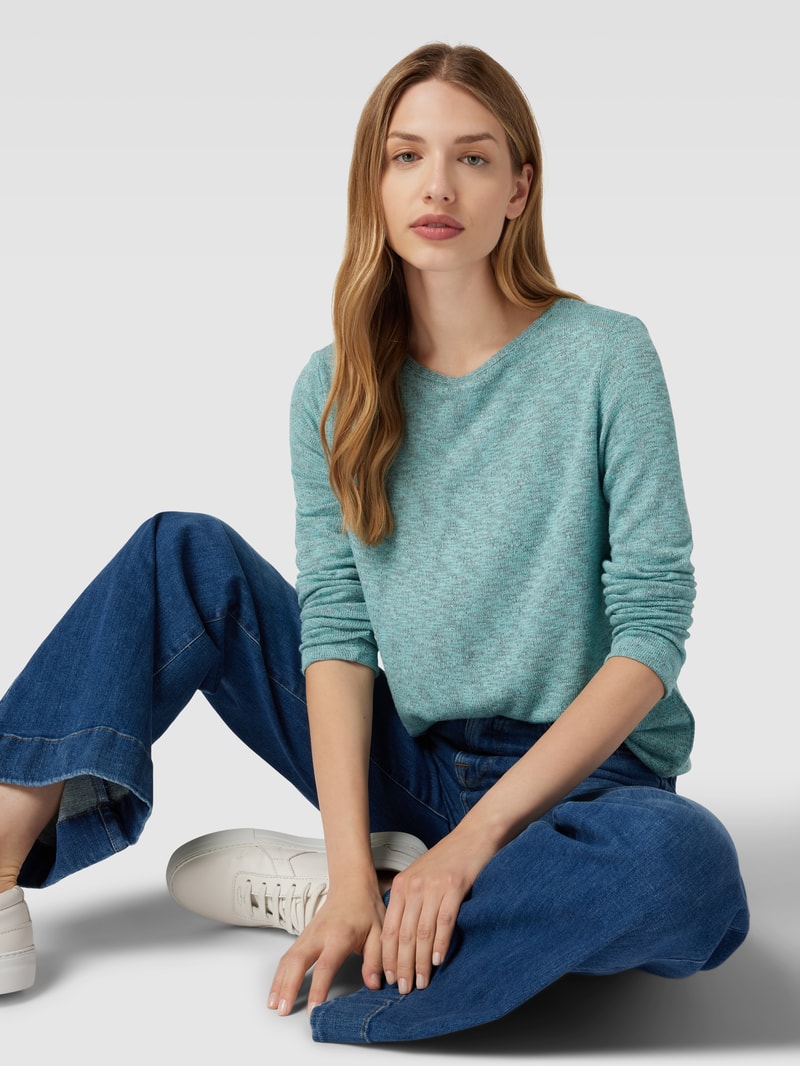 Longsleeve in melierter Optik in mint meliert