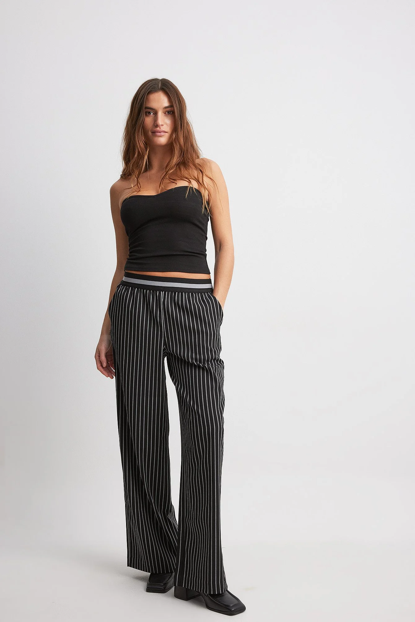 Elastic Waist Loose Mid Waist Trousers