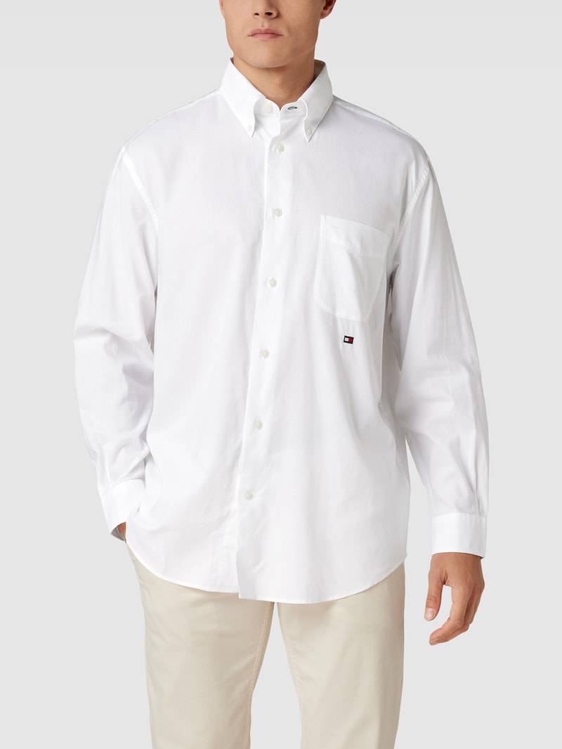 Freizeithemd mit Button-Down-Kragen in weiß