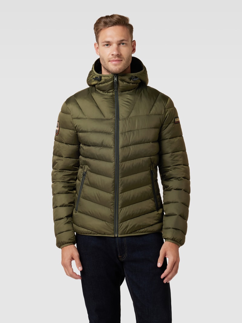 Steppjacke mit Kapuze Modell 'AERONS' in olivgrün