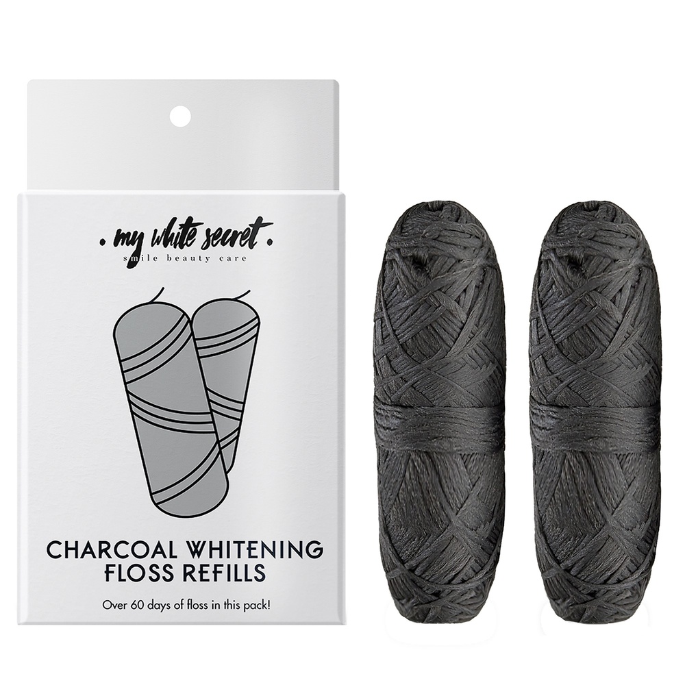 My White Secret Chrcoal plastic free dental flos refills Fil dentaire