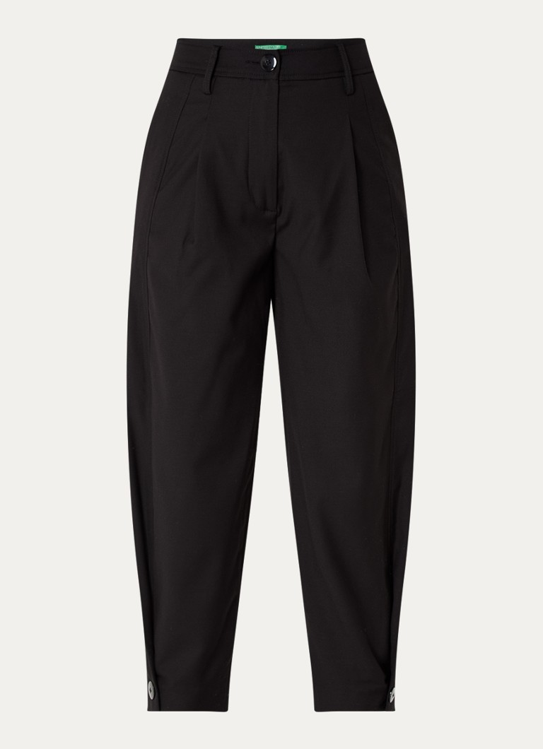 Pantaloni Benetton a vita alta, affusolati e cropped, in misto lana con tasche laterali.