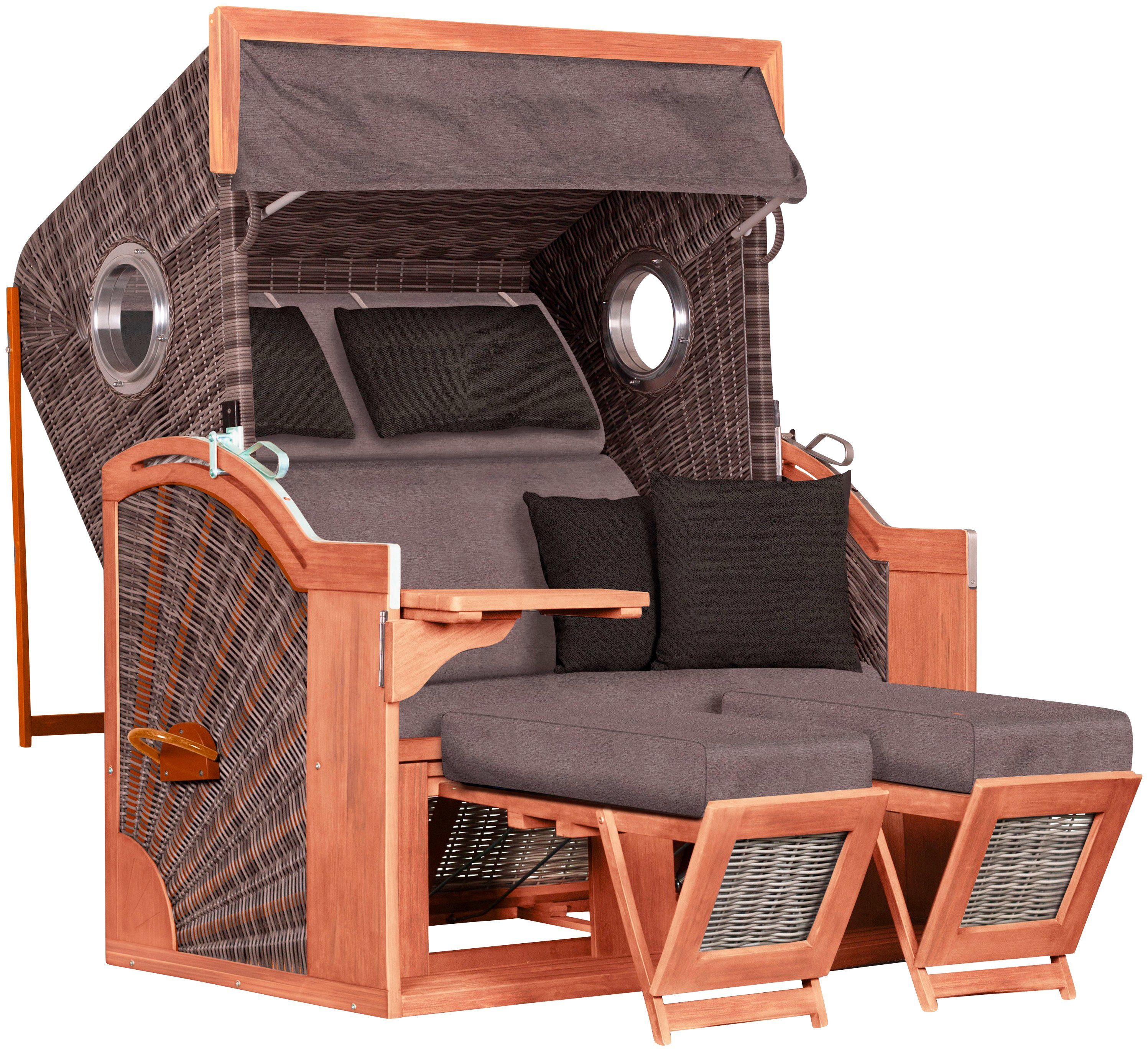 deVries Strandkorb, BxTxH: 135x92x165 cm, Halblieger, Ostsee-Modell