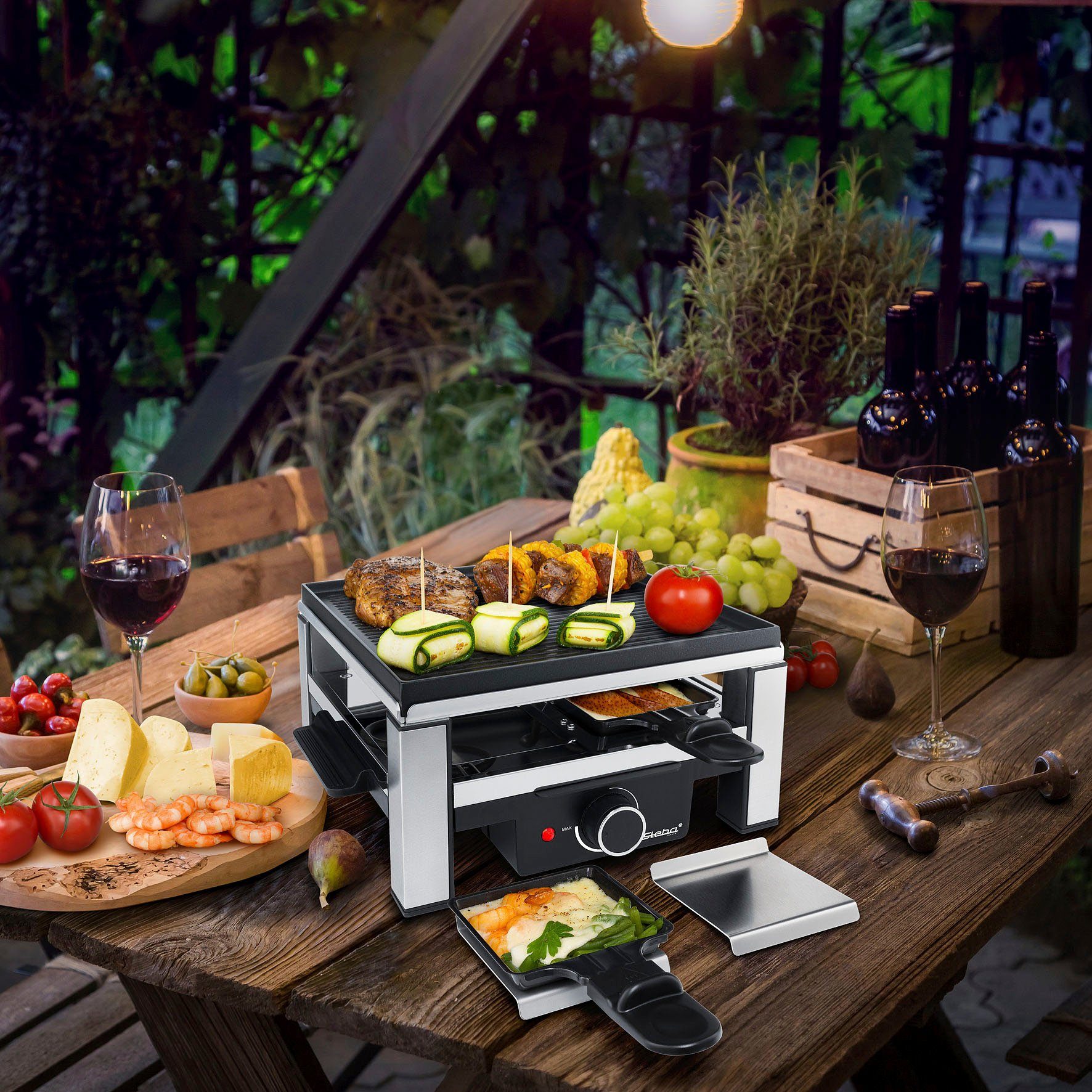 Steba Raclette RC 104, 4 Raclettepfännchen, 900 W