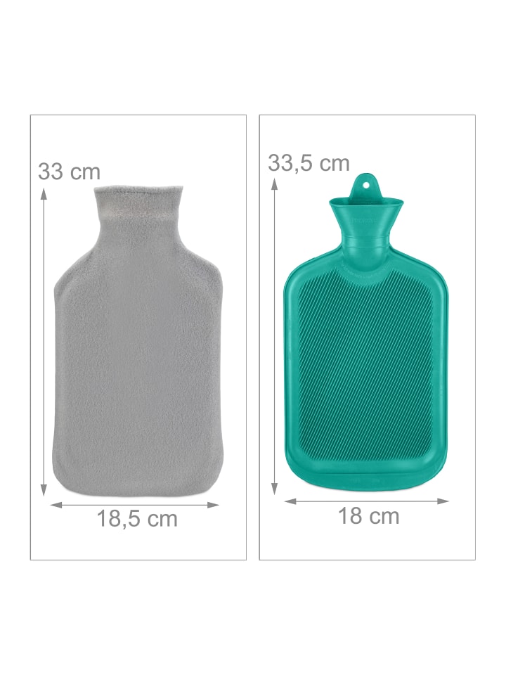 relaxdays Wärmflasche in Türkis/ Grau - 1,5l günstig kaufen onesize