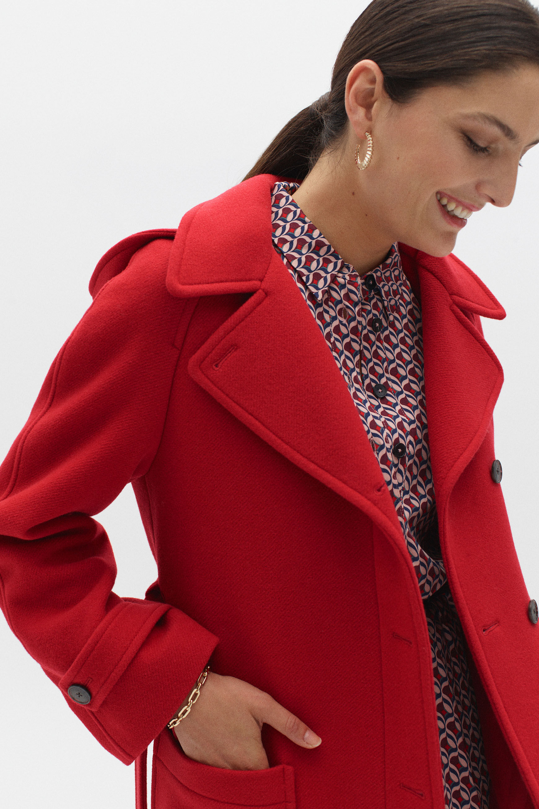 manteau quentin rouge femme