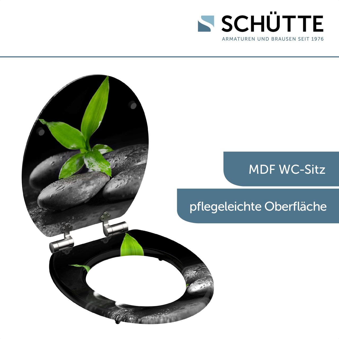 Schütte MDF WC Sitz DARK STONES AND BAMBOO Toilettendeckel mit Absenkautomatik