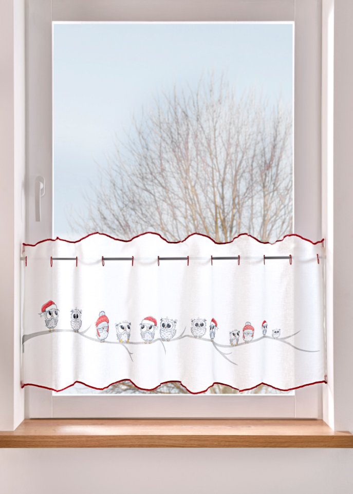 Scheibengardine mit Weihnachtsdruck