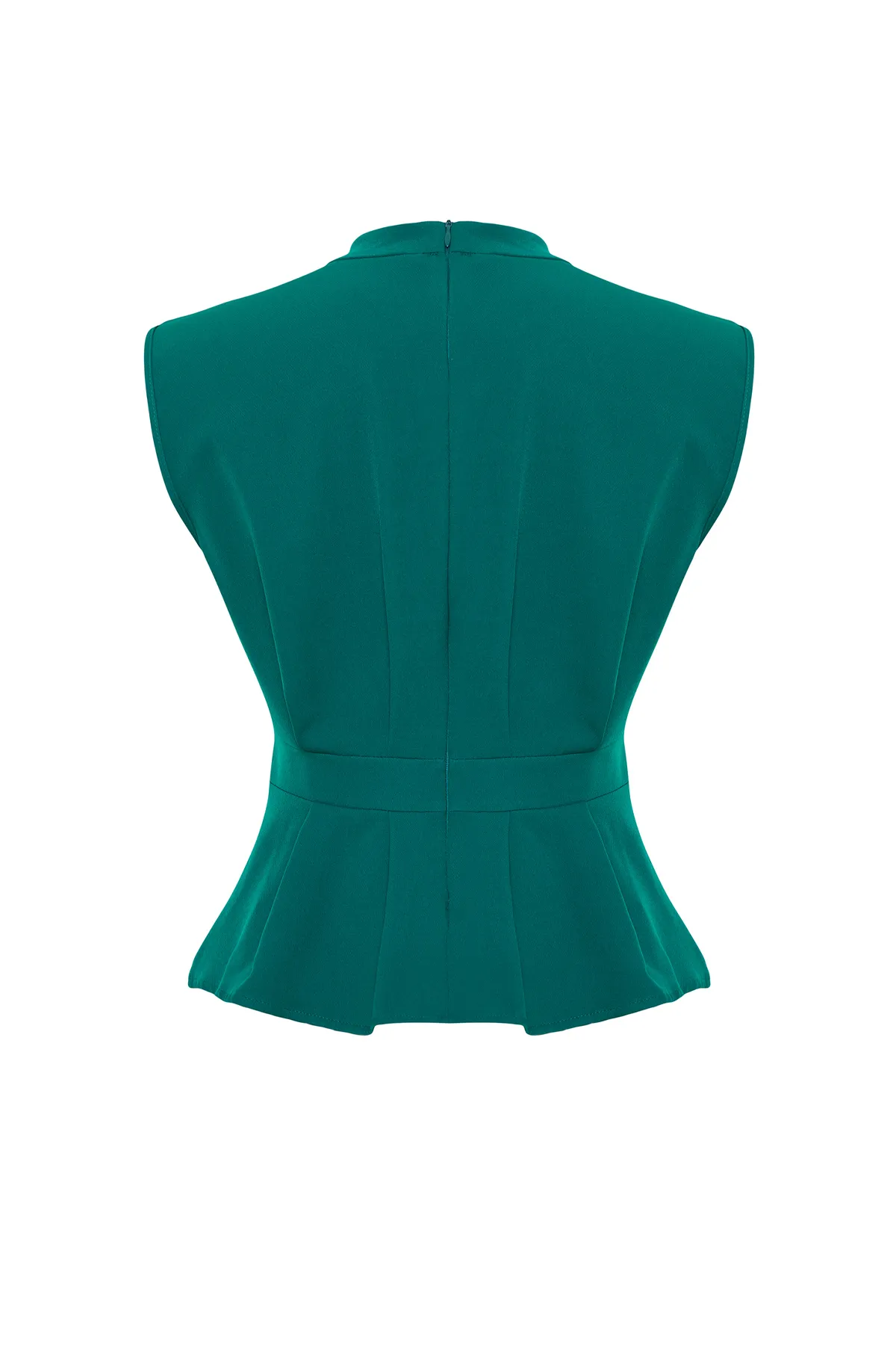 Trendyol Collection  Grüne ärmellose Webbluse mit Rundhalsausschnitt TWOAW23BZ00559
