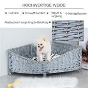 PawHut Hundebett Haustierbett Katzensofa Weichem Bezug Katzensofa Weide Plüsch Grau 68 x 68 x 32 cm