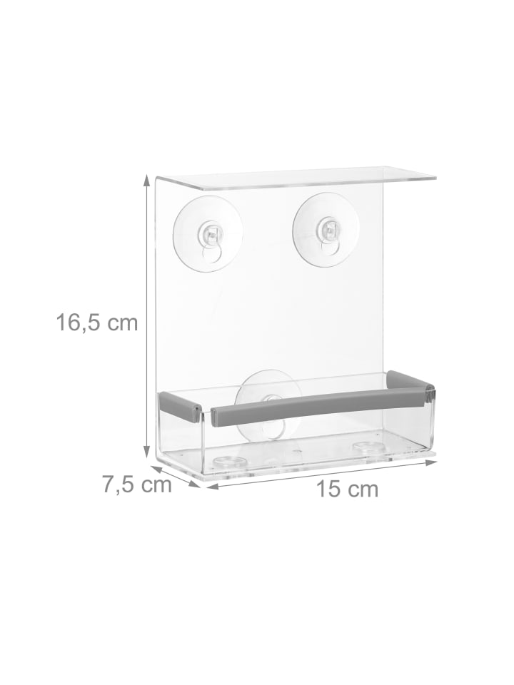 relaxdays Vogelfutterhaus in Transparent - (B)15 x (H)16,5 x (T)7,5 cm günstig kaufen onesize
