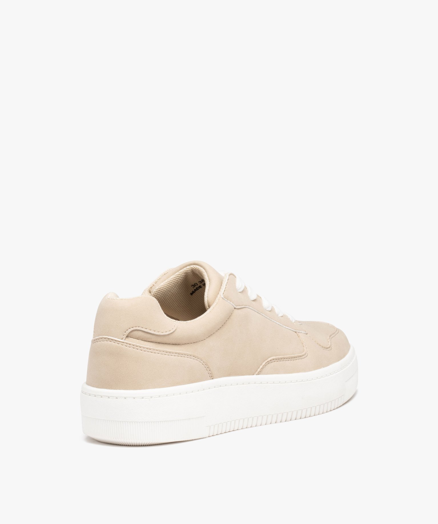 Baskets femme unies à semelle épaisse avec lacets contrast... beige | GEMO