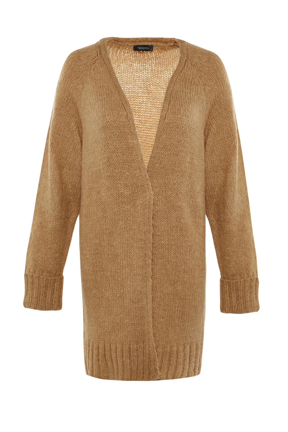Trendyol Collection  Kamelfarbener, weicher, strukturierter Strickcardigan mit weiter Passform TWOAW21HI0555