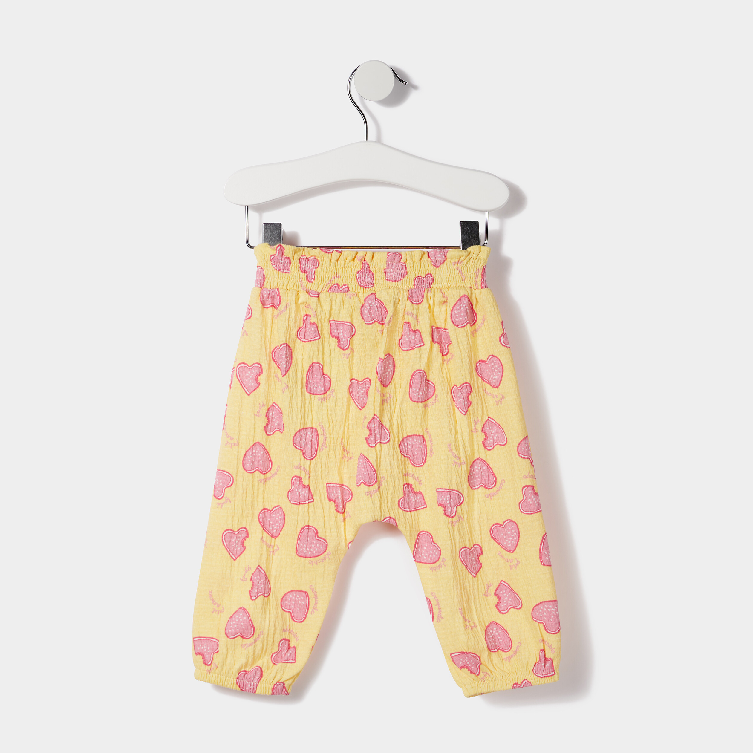 Pantalon à taille élastiquée jaune bébé fille | La Halle