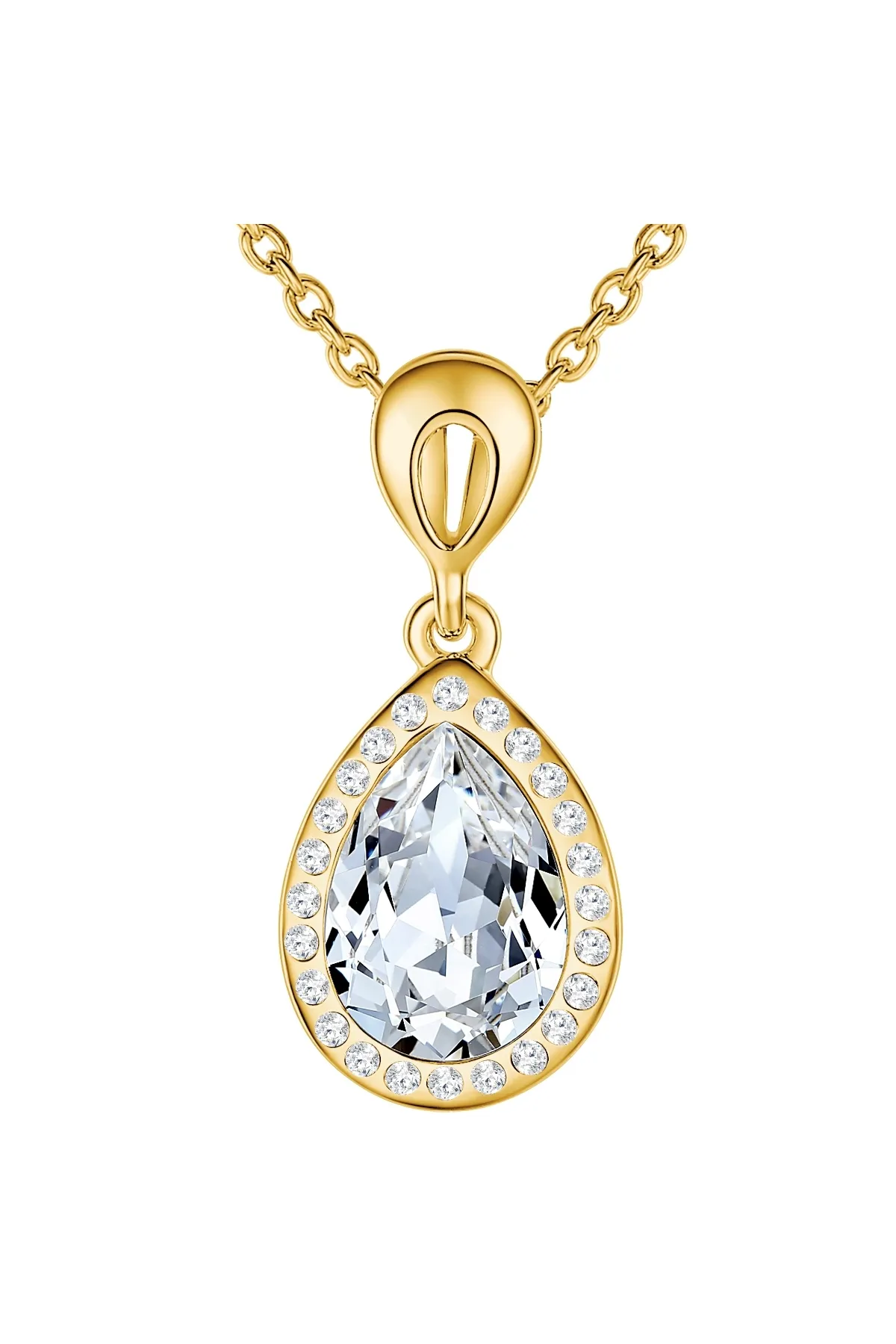 Lulu & Jane  Kette mit Kristallen von Swarovski® Kette mit Anhänger gelbgold verziert mit Kristallen von Swarovski®