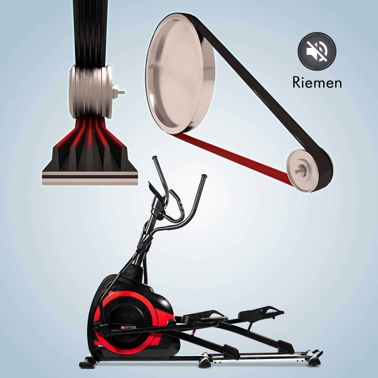 AsVIVA Ellipsentrainer-Ergometer AsVIVA E4 Pro Bluetooth, LED Display mit Tablet- bzw. Smartphonehalterung, App kompatibel
