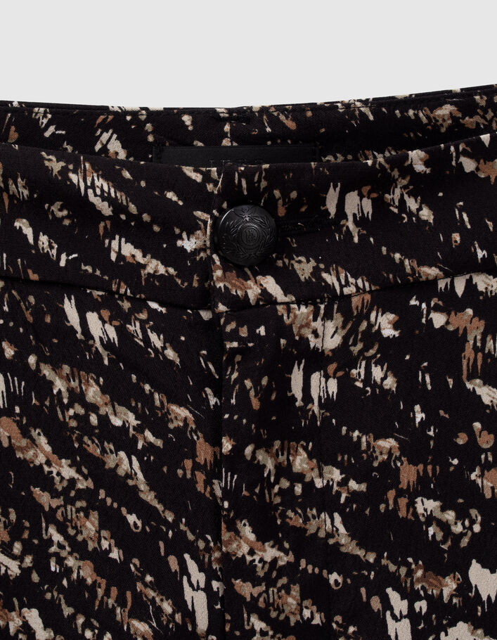 Pantalon fluide noir imprimé fusain Femme