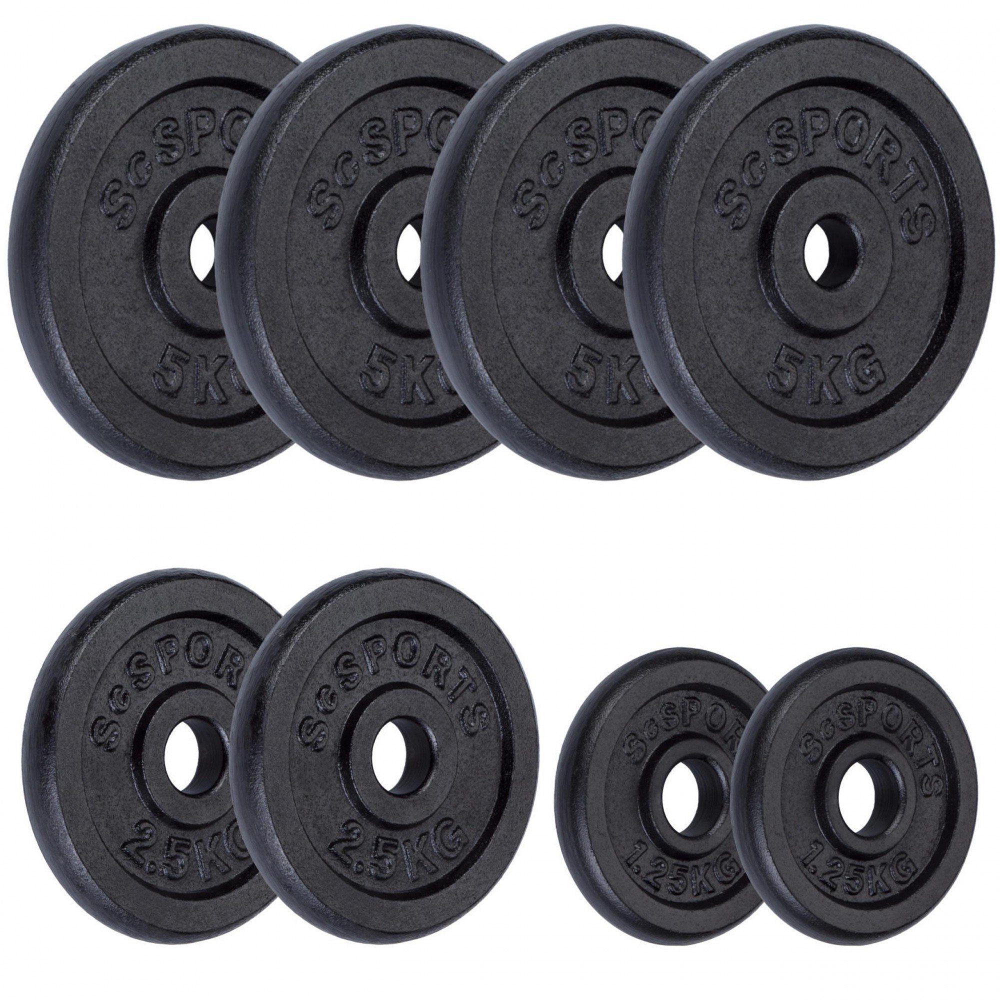ScSPORTS® Hantelscheiben Set 27,5 kg 30/31mm Gusseisen Gewichtsscheiben Gewichte, (10002528-tlg)
