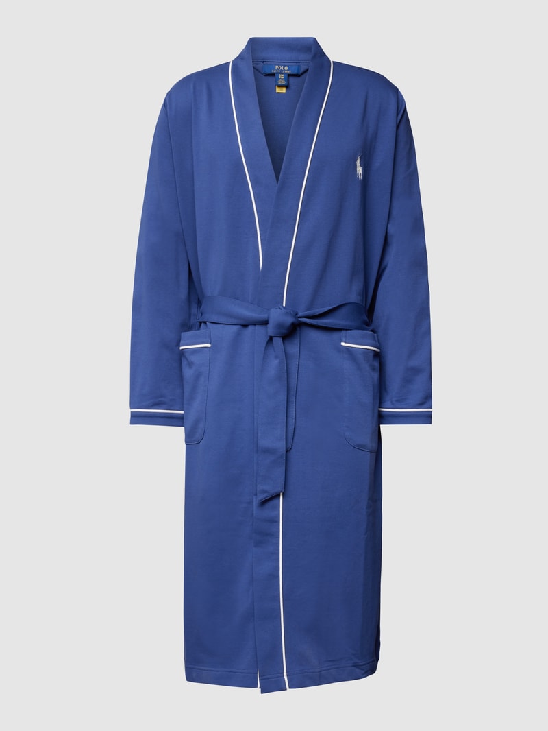 Morgenmantel mit Label-Stitching in marineblau