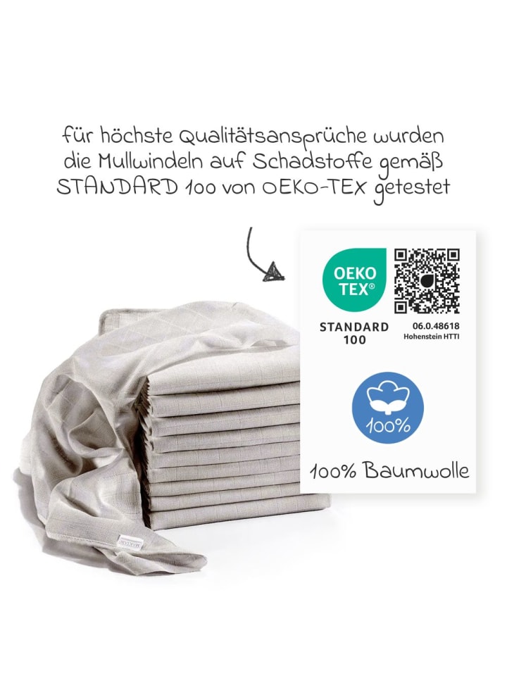 Makian Mullwindel / Mulltuch 10er Pack 80 x 80 cm - Grau in grau günstig kaufen onesize