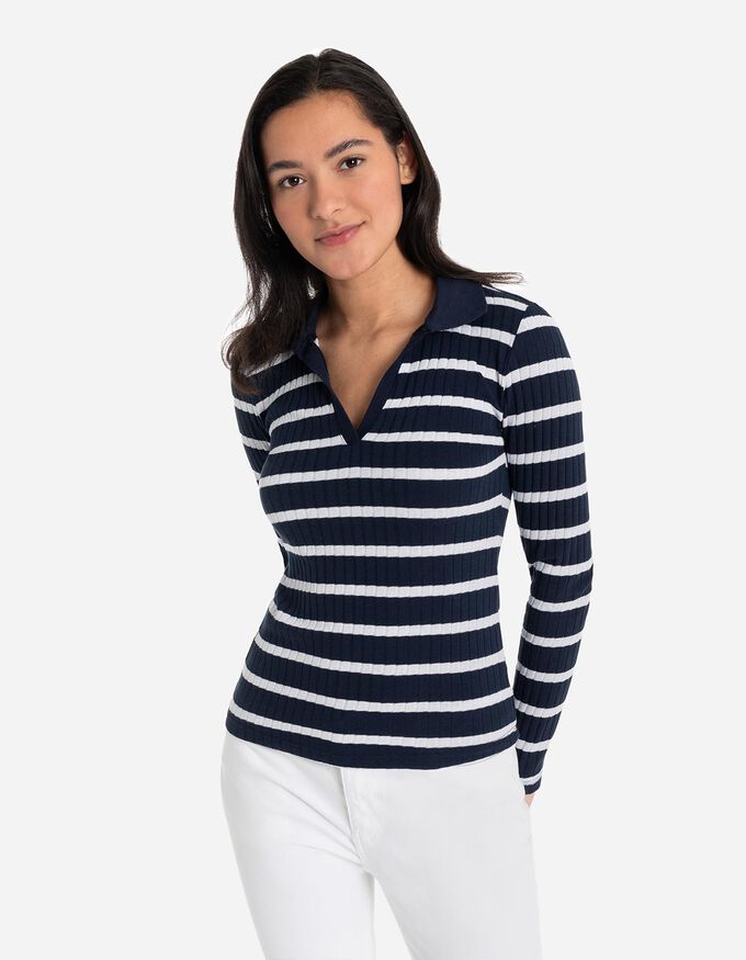 Langarm-Poloshirt - Baumwoll-Mix