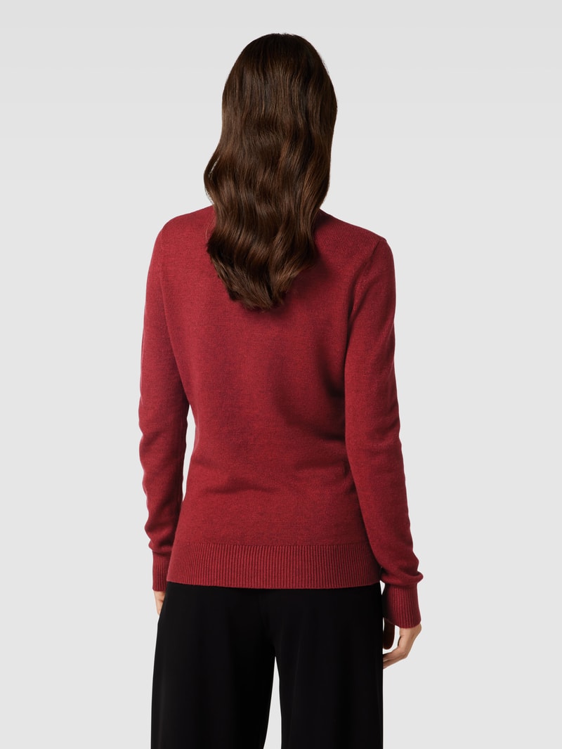 Strickpullover mit Stehkragen in bordeaux rot meliert