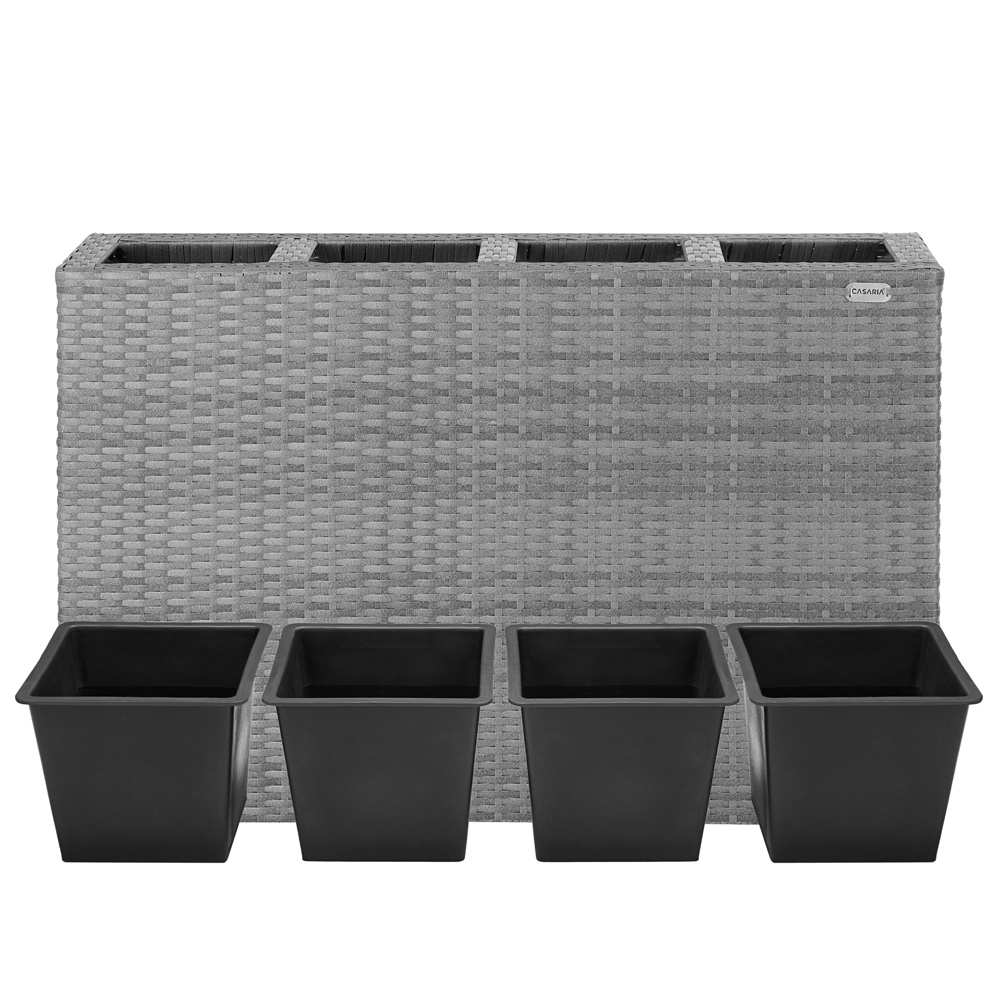 Casaria Blumenkasten Polyrattan 4er 95x60x27cm grau