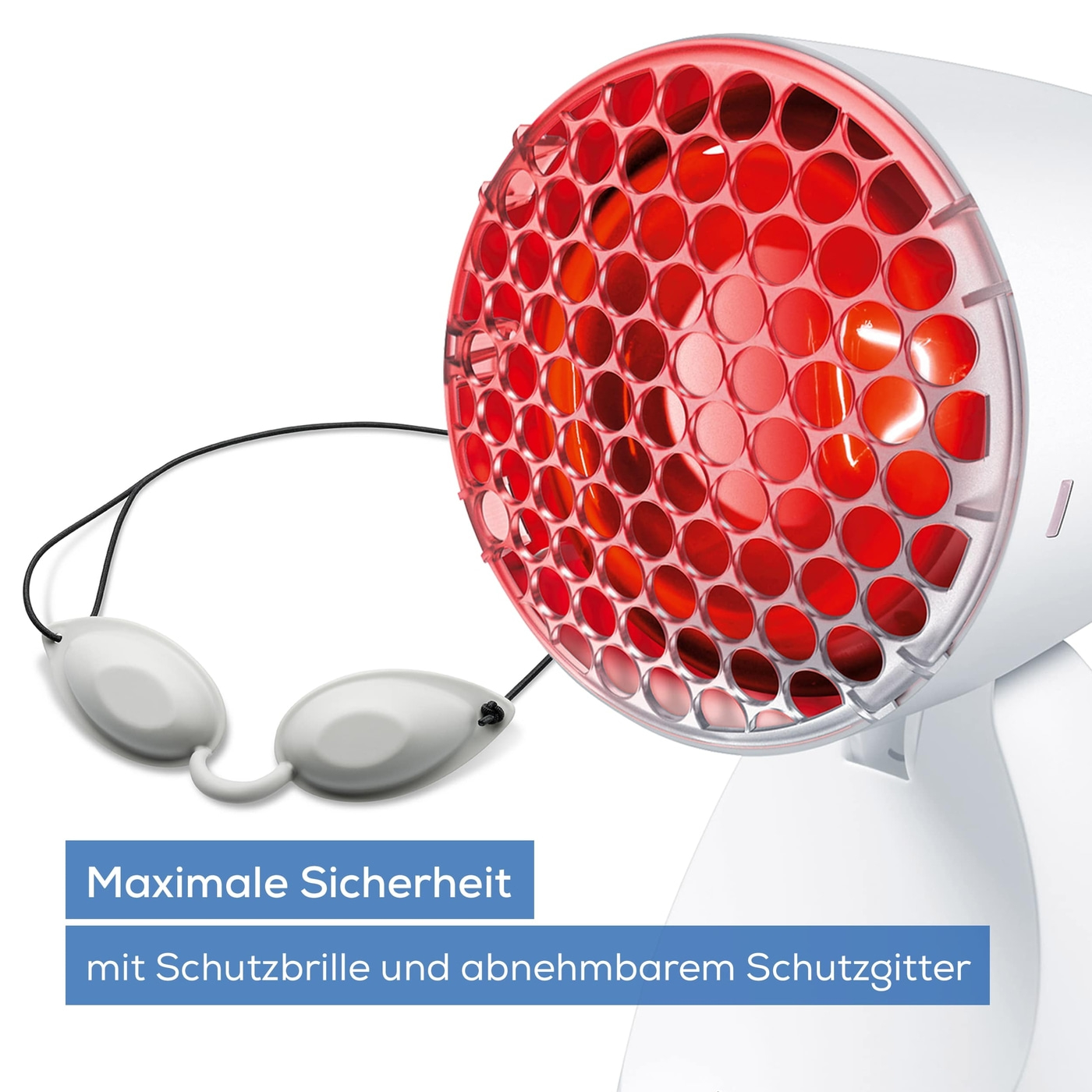 Beurer Infrarotlampe IL 11-Rotlichtlampe mit Schutzgitter für Erkältungen & Muskelverspannungen
